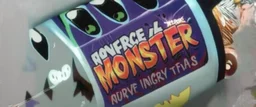 monster more angry and more 90s style, angry fast, extreme, wild, so so angry, red and purple background with 90s style slashes, 45 degree angle, ferce,