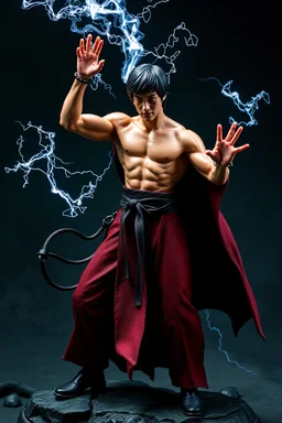 Action figure of Bruce Lee as an electric necromancer