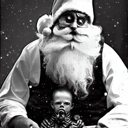 Creepy Father Christmas alien old photo