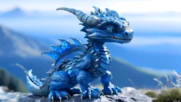 Blue Baby Dragon on mountaintop