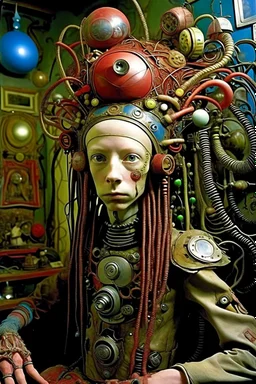 photo by tim walker,loan-blend human-alien biomorphic-animals squid indefinite head extreme wide shot head to toe portrait of weird krofft pufnstuff puppet voodoo cutie doll made of straw human nervous systems, renaissance faire alex grey hyper detailed michael cheval with a playful expression made out of mechanical parts and robot arms; cyborg details, unusual and obscure photograph by františek vobecký of a surreal scene of ghastly men, pop art, clive barker style,300mm f/.8,raw cinem