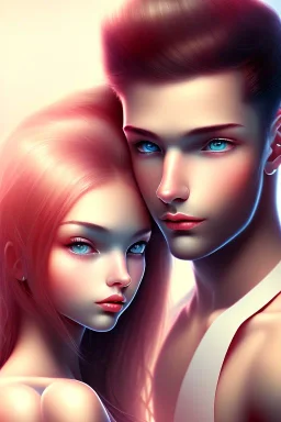 girl and boy, cute, beautiful, close up