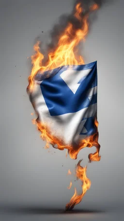 Hyper realistic burning israel flag