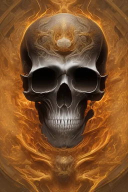 A beautiful highly detailed ornate intricate portrait of a flaming demon skull made of shiny obsidian glass :: reflective, glassy :: subtractive lighting, backlit :: by John William Waterhouse, Greg Rutkowski, HR Giger :: hyperrealistic, hyper detailed, photorealistic :: epic, incredible composition, amazing depth, meticulously composed, 16k resolution concept art :: fantasy magazine cover art