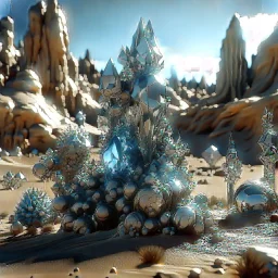 3d, crystal-like, odd objects in an odd environment, desert, masterpiece, good quality, intricate details, high quality, Yves Tanguy, best quality, 8k, in focus, sharp focus, DVD Screengrab, fantasy, sci-fi, cinematic, photorealism, octane render, frostbite, 8k, cinematic, unreal engine, bokeh, vray, houdini render, quixel megascans, arnold render, 8k uhd, raytracing, cgi, lumen reflections, cgsociety, ultra realistic, cinema4d, studio quality, highly detailed