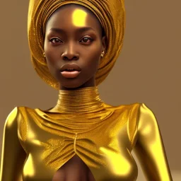 mulher nigeriana,fotorealistica 4k-- 8k, roupa dourada,