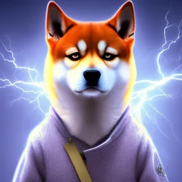 3rd eye shiba inu, with lightning