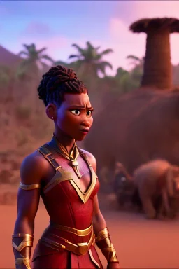 A photo taken from an african village "Avengers Endgame", <character or scene>, kente, cinematic lighting --v 4 --q 2