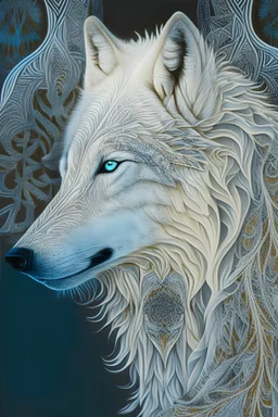 spirit animal, white wolf, deep color, intricate detail, 660452906