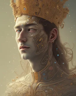 head and shoulders portrait of Alex, face paint, jester hat, sad expression, Takato Yamamoto artist, Akiya Kageichi artist, Jedediah Berry inspired, 8k resolution concept art portrait, dynamic lighting, hyperdetailed, intricately detailed, maximalist, beautiful, peaceful