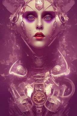 Abstract steampunk, purple tones,Danish singer MØ face,