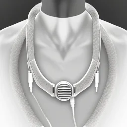 Clear polyester necklace with a pendant in the shape of a pair of headphones