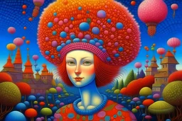 the girl was not ill, not dyed, well-groomed. A magical unusual cute fluffy beauty in a cheerful mood, Jacek Yerka. Dmitry Vishnevsky, Carrie Ann Baade. Colorful