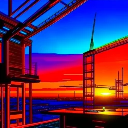 cyberpunk retro futuristic empty space for comics from far away