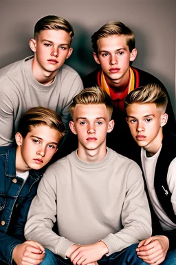 Extremely rich young white boy band portrait