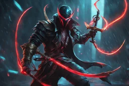 Pyke venom in 8k solo leveling shadow artstyle, pirate them, mask, close picture, rain, neon lights, intricate details, highly detailed, high details, detailed portrait, masterpiece,ultra detailed, ultra quality