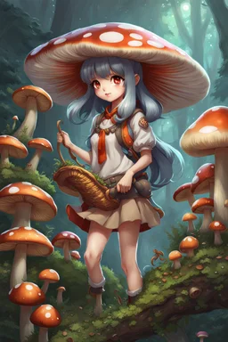 * Mushroom girl, Anime, Highly detailed, Character design, Trending on Artstation, Digital painting, Concept art, Artstation