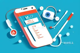 Electronic Health Record in Mobile Phone, Flat Vector Illustration