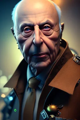 portrait of alan arkin, steampunk, unreal 5, octane render, cinema4d, dynamic lighting, dramatic lighting, 4k, redshift render, highly detailed, hyper realistic