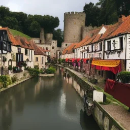 A magical dark little town with a castle, canals and huge caravan houses Nick Harris style