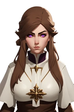 Slavic Female Cleric Purple Eyes Brown Hair