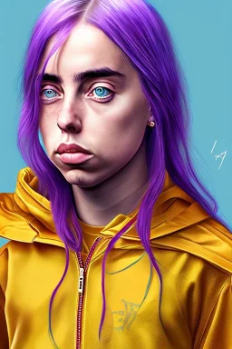 Billie Eilish, in my underwear, photorealistic illustration, 4k