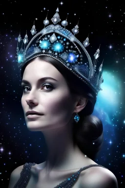 galactique women, diamond tiara in cosmic backround