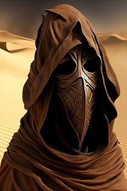 wizard mask brown robe hood desert armor