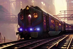 close up train+Elevated train+corner train+train on sea +alphonse mucha, greg rutkowski,matte painting, cryengine, hyper detailed, felix kelly, fantasy art, seb mckinnon