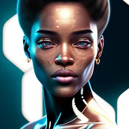 portrait of leonidas as a black yoga woman with freckles,4k, Highly Detailed, perfect eyes, Digital Illustration, Cinematic Lighting, Realistic, Sharp Focus, Centered, Beautifully Lit, Bioluminescent by Stanley Artgerm Lau