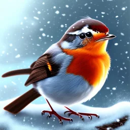 steampunk portrait of a cute robin bird wearing a winter coat