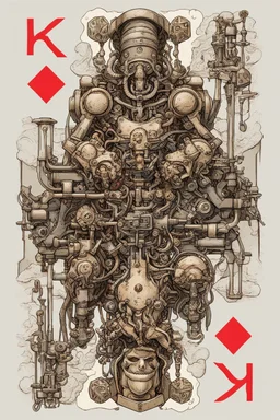 Bordered digital illustration of a shriveled homunculus hidden with a mechanical Mecha integrated with a throne. in the style of kaja foglio, Alchemy, Symbolism and Hermeticism. High quality, masterpiece. Dungeons And Dragons