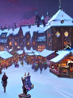 A magical snowy warlock Christmas market