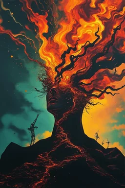 Consciousness creates reality; Neo-Surrealism; Fiery Palette