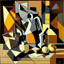 picasso cubism still life blocks browns