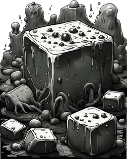 oozing slime cube black and white sketch art rpg