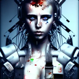 Danish singer MØ face,Abstract Yoji Shinkawa,cyberpunk,