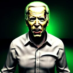 Ultra realistic image, joe biden zombie, zombie performance, skull, grey glow eyes. green blood, torn arm, night, walking twisted, waist up view, thriller style, dark ambient, highly detailed, White House background, concept art, unreal engine 5, god rays, ray tracing, RTX, lumen lighting, ultra detail, volumetric lighting, 3d, finely drawn, high definition, high resolution.