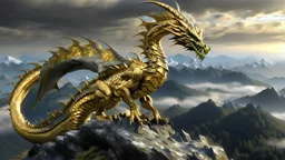 Golden Gray Dragon on mountaintop