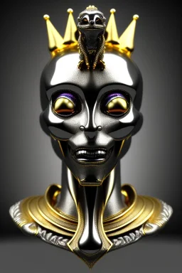 Silver alien, head, wicked, black eyes, blood, 8k, finely detailed, photo realistic, Anunnaki black male African Egyptian alien, cracks in the voodoo head, wicked,Asian turquoise eyes, crown, Elephant, 8k, finely detailed, photo realistic, tiger turquoise skull head gold dragon space alien sun skeleton gold gorilla silver crown silver eyes