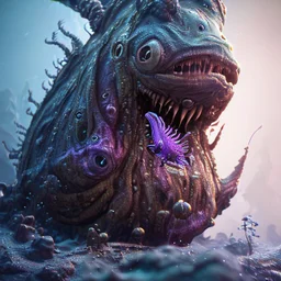 fluid ink angler fish creature, unreal engine 5, 8k resolution, photorealistic, ultra detailed