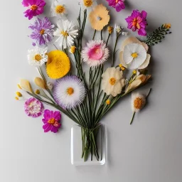 delicate arrangement of pressed flowers, beautiful composition, aesthetic layout, modern, clean