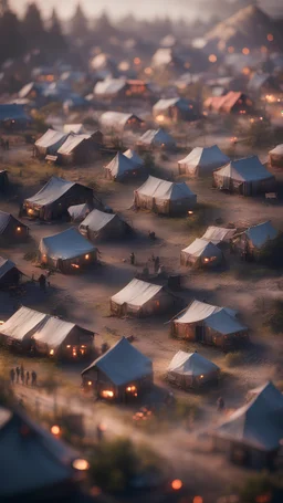 vampire reservation refugee camp ,bokeh like f/0.8, tilt-shift lens 8k, high detail, smooth render, down-light, unreal engine, prize winning