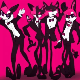 They have a red bow tie, much like Mangle and Bonnie, and long, sharp pink nails, Funtime Foxy has five fingers,They have three black buttons on each of their shins.