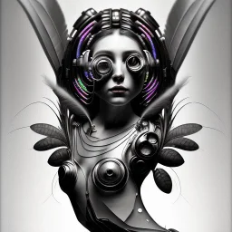 A beautiful portrait of a cute cyberpunk woman happy smiling,alphonse mucha style, grain on the skin, tribal tatoos, high key lighting, volumetric light high details with white stripes and feathers full length clean art NFT, soft lighting, soft pastel gradients, high definition, blender 3d cinematic, op art, visionary art, sacred geometry, fractal, white balanced, lot's of grain on her skin, lot's of details in the background