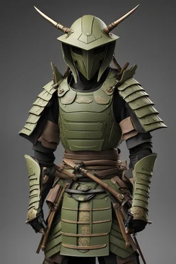 mantis themed samurai armor olive color