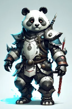 character design of an futuristic panda with samurai armor
