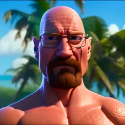 shirtless Walter White , 8k, tropical background.