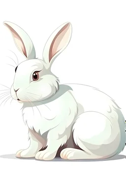 Full Image of a rabbit in White background, cartoon style