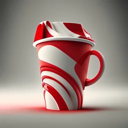 اعلان فنجان قهوة باللون الاحمر والابيض 3d